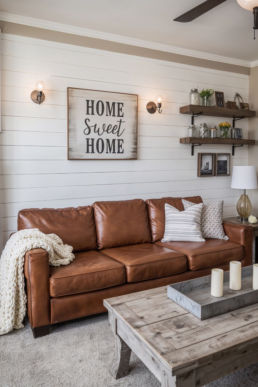 Farmhouse Shiplap Accent Wall Ideas For Mobile Home Living Rooms