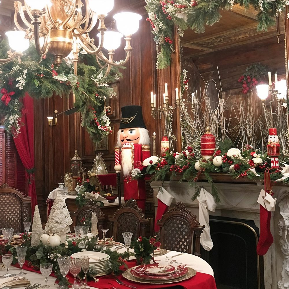 05 festive dining room with nutcracker guards