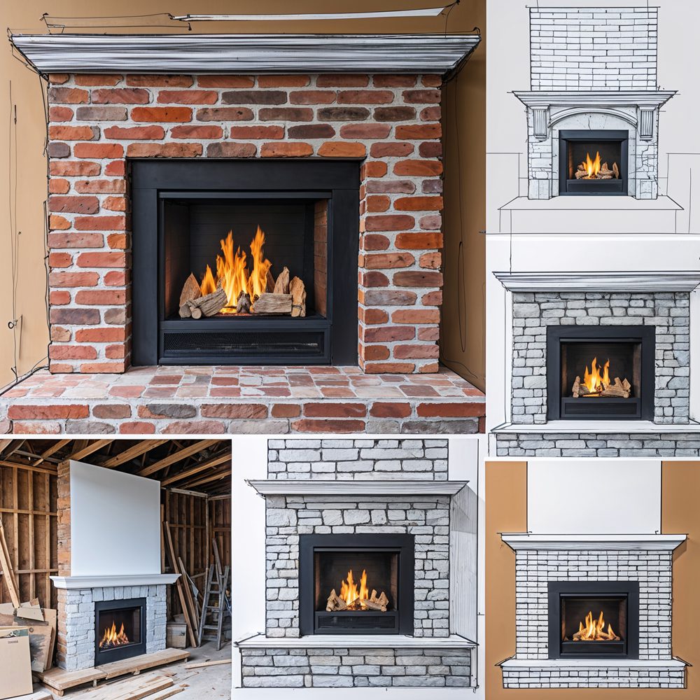 Stone veneer installation process showing professional technique