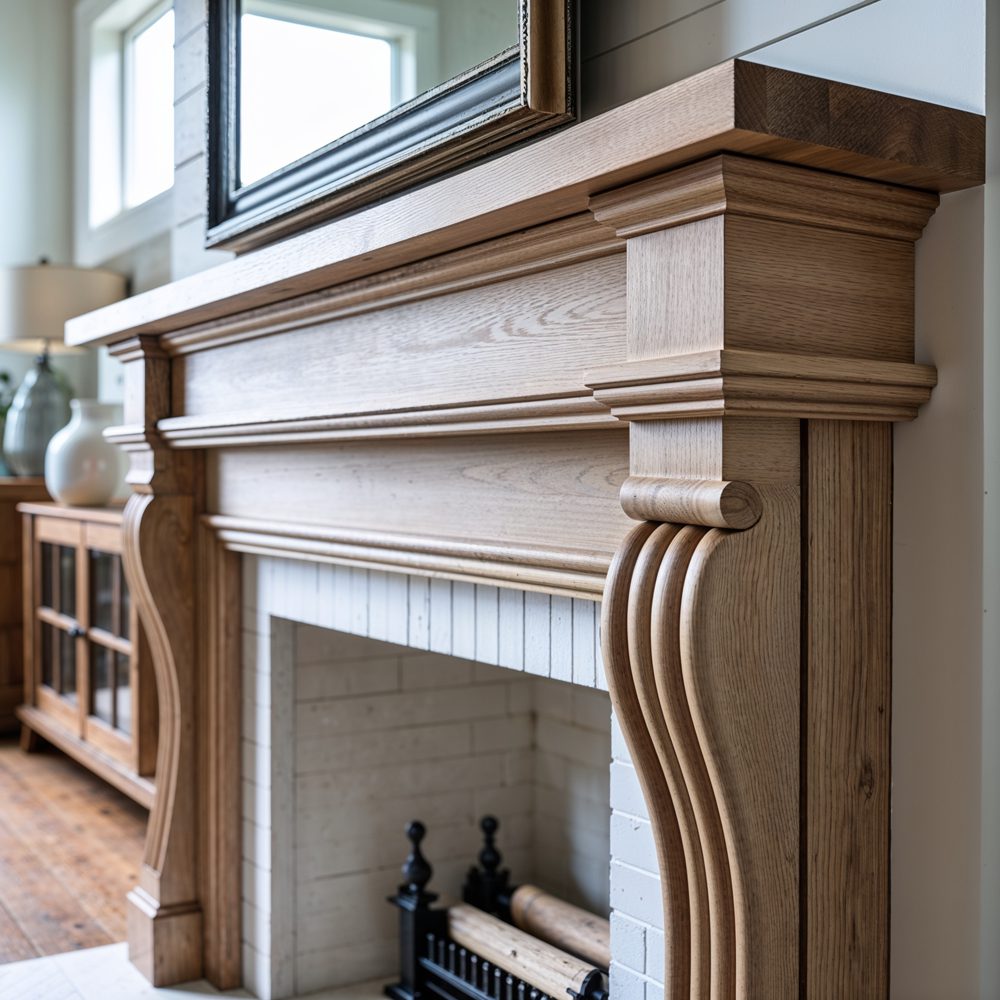 Fireplace mantel after renovation - modern floating mantel