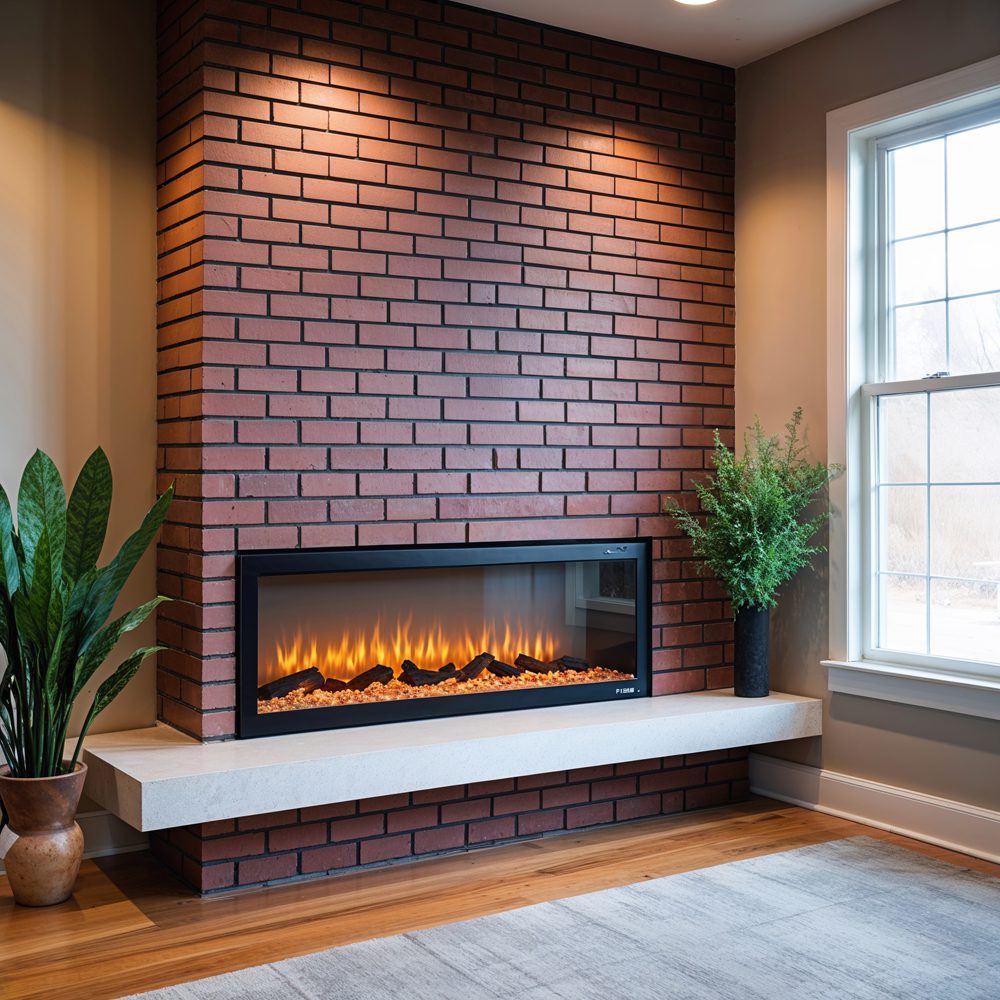 Electric fireplace installation in modern setting