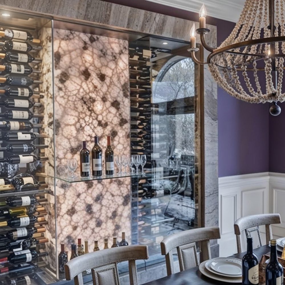 07 formal dining room with wine wall