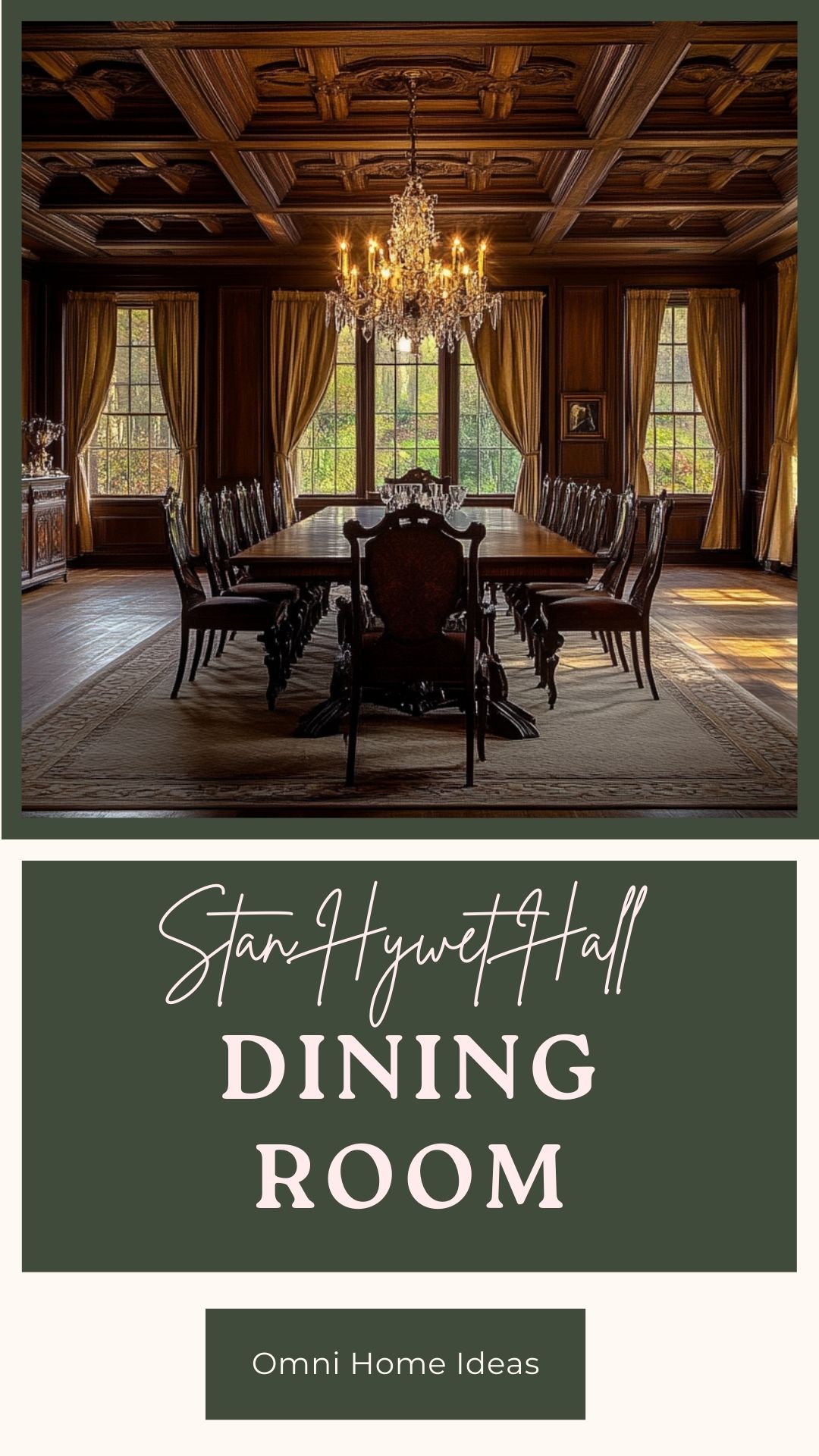 formal tudor dining room with 20 seat table