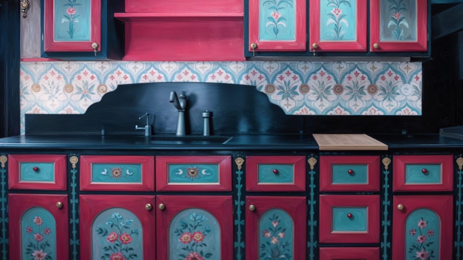 franklin castle%e2%80%99s saxon folklore kitchen with red and te