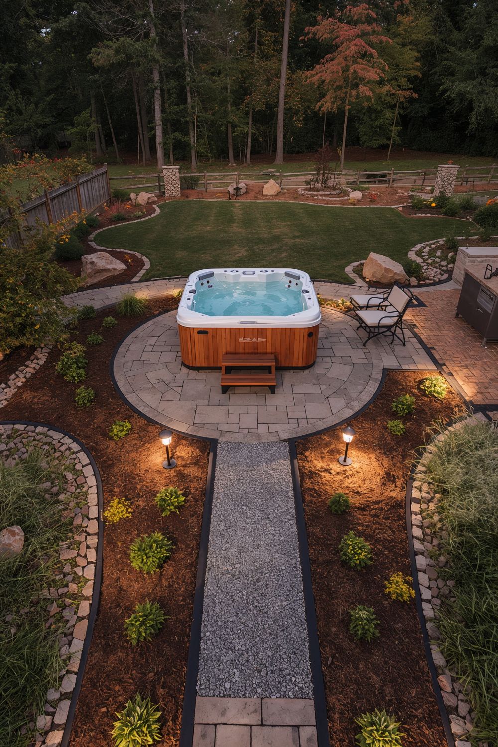 Freestanding Hot Tub As Stunning Backyard Centerpiece