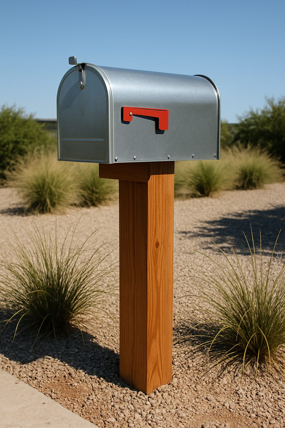 Galvanized Metal Farmhouse Mailbox Wooden Post