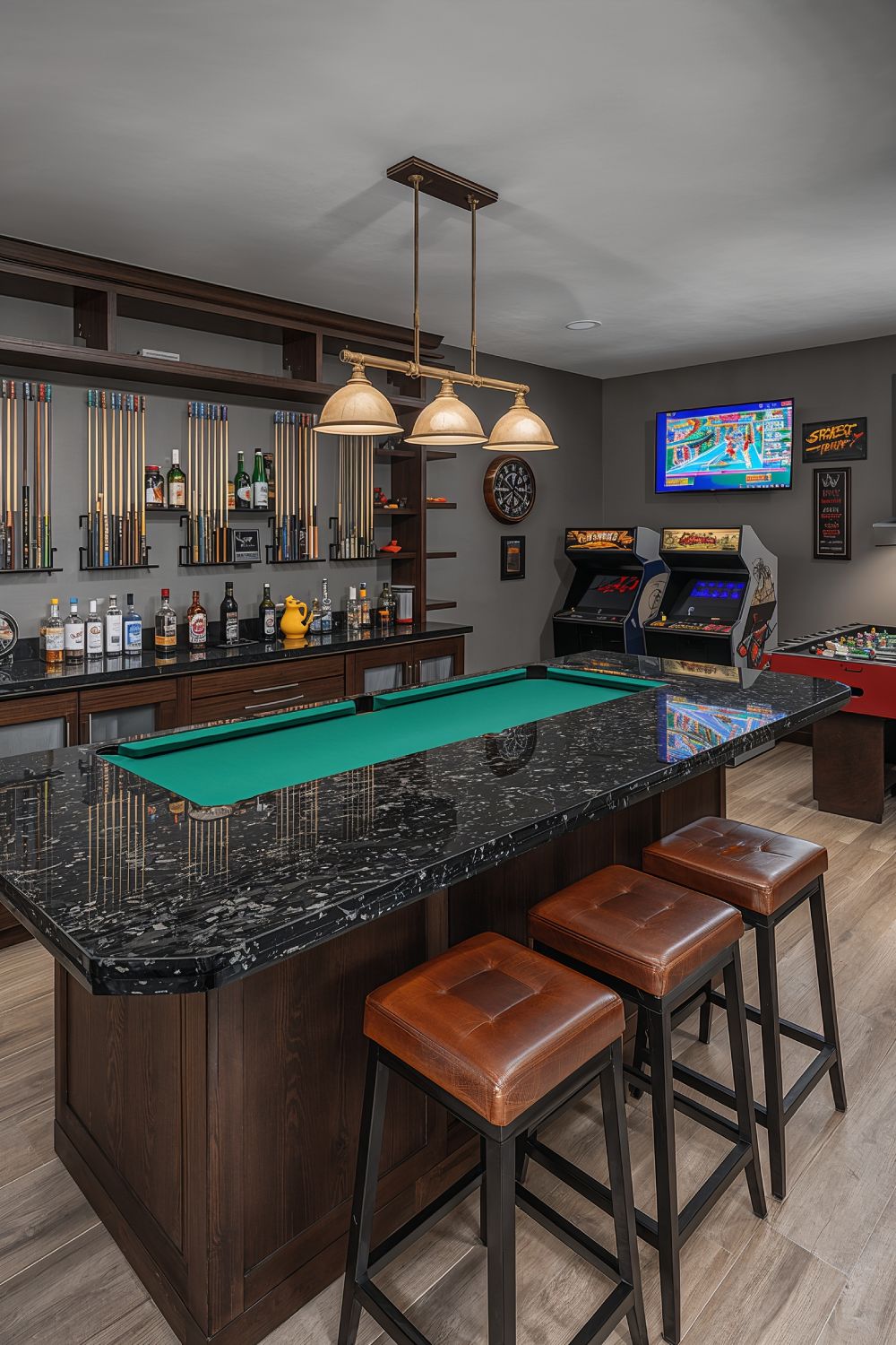 Game Room Man Cave Bar With Professional Pool Table