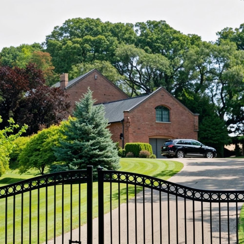 10 gated entrance and lush driveway of jim harbaugh's ann arbor