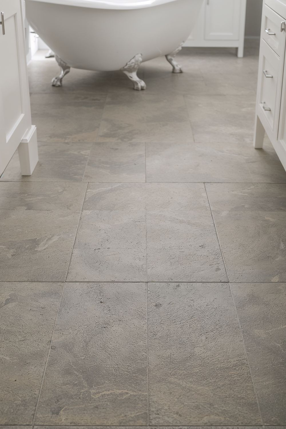 Gray Porcelain Tile Flooring For Modern Transitional Bathrooms