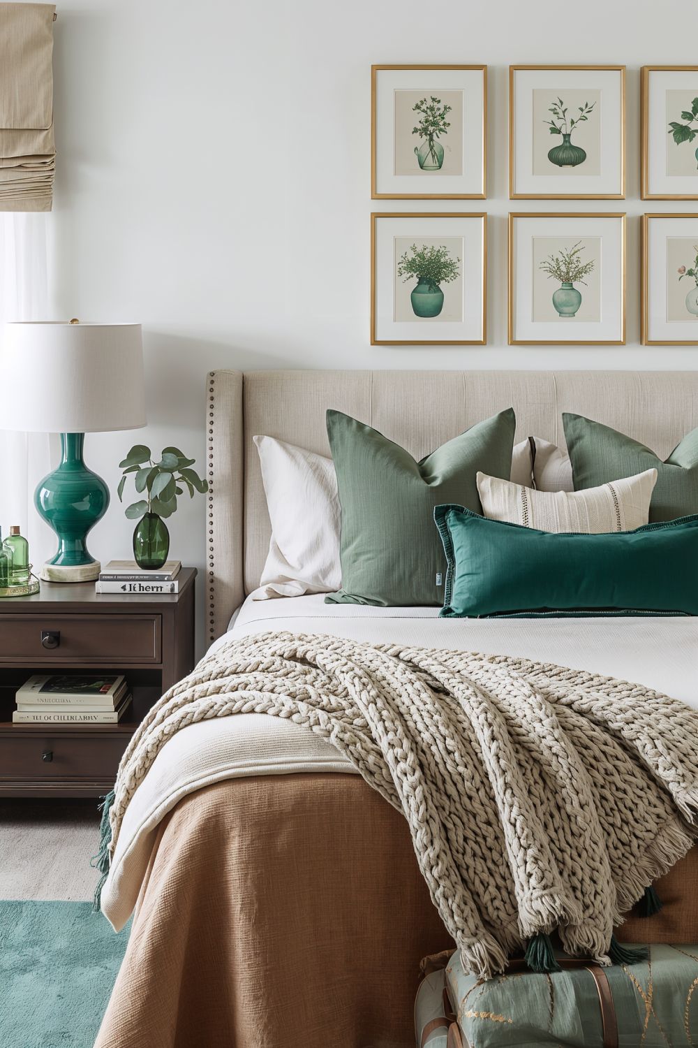 Green Bedroom Accessories With Emerald Lamps And Decor Accents