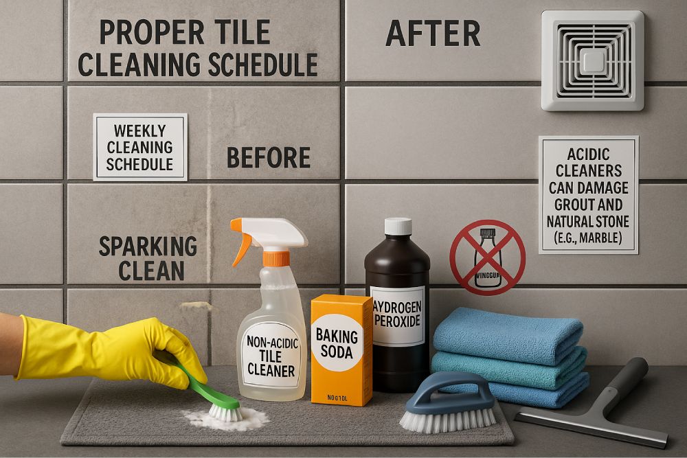Grey Bathroom Tile Grout Cleaning Guide And Maintenance