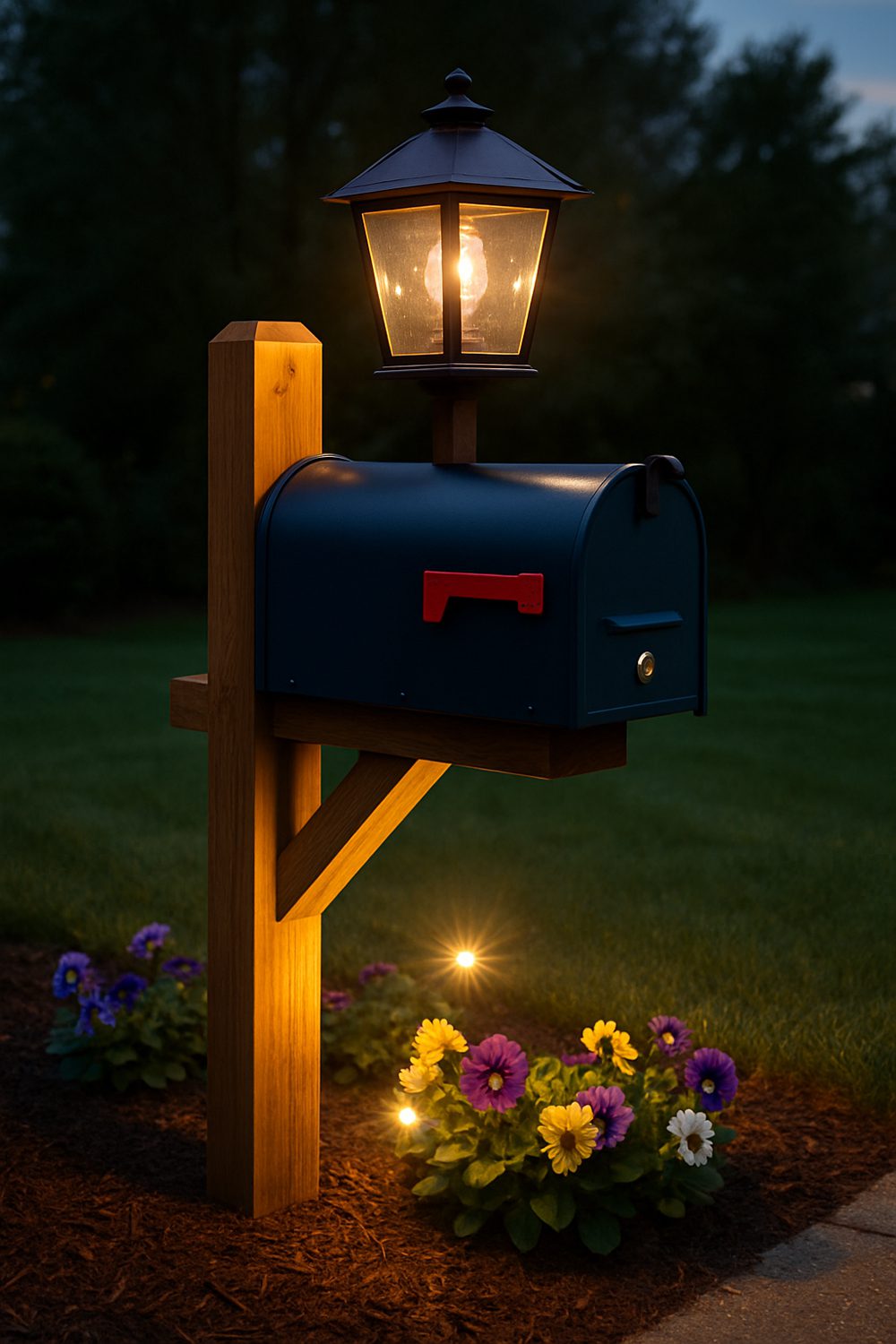 Hanging Lantern Farmhouse Mailbox Post