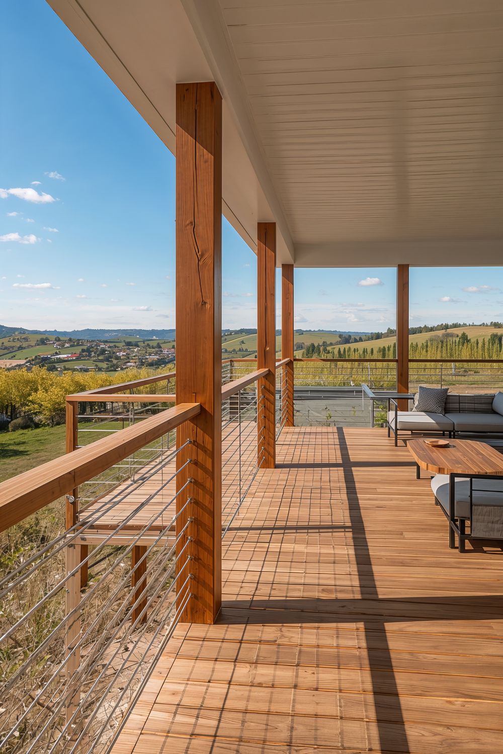 Horizontal Cable Railing For Modern Farmhouse Porch