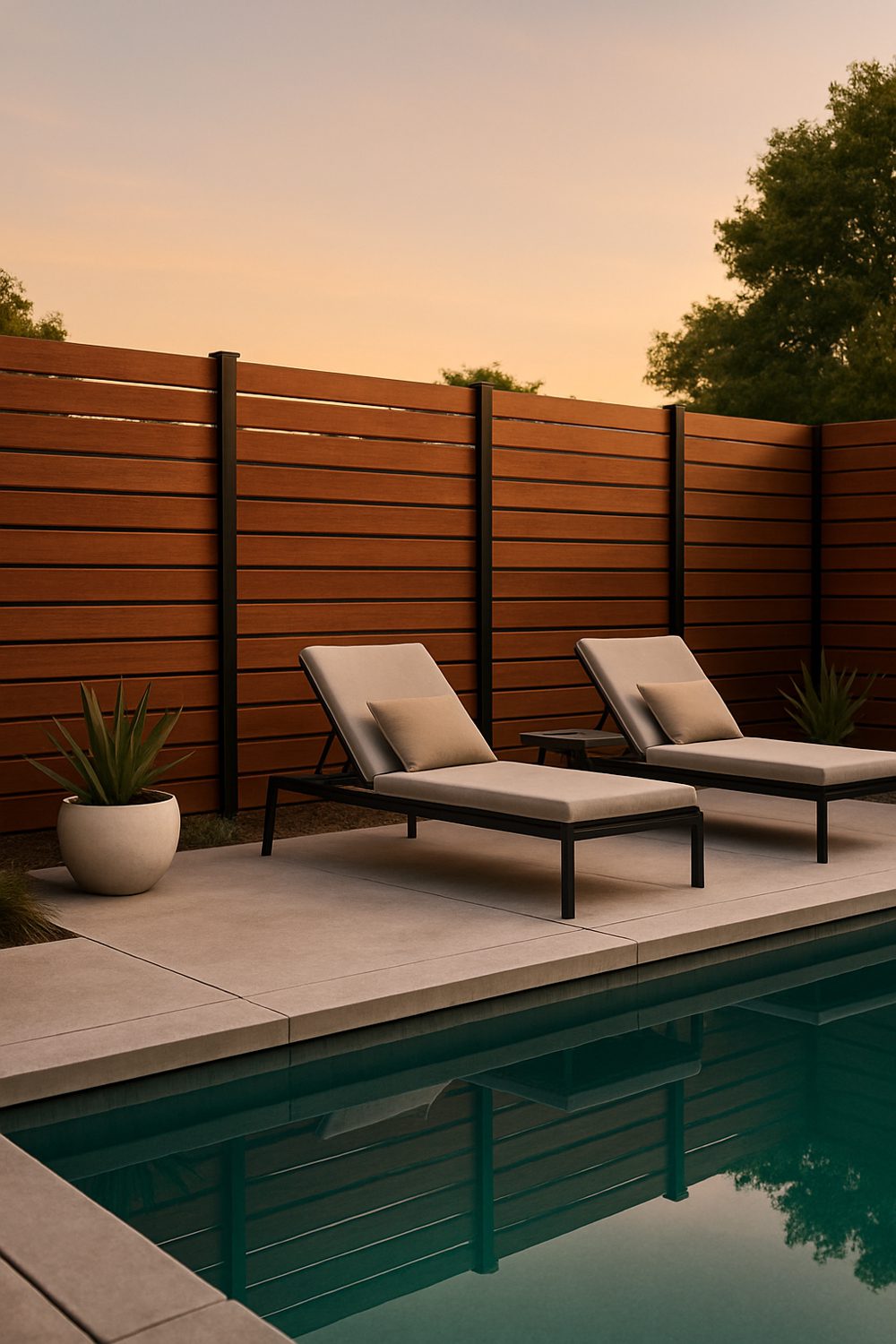 Horizontal Slat Pool Fence Modern Privacy Design