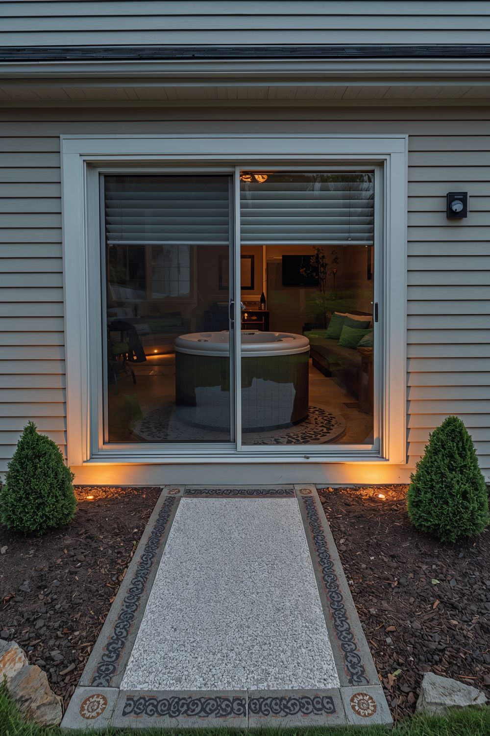 Hot Tub Placed Conveniently Next To House Patio Door