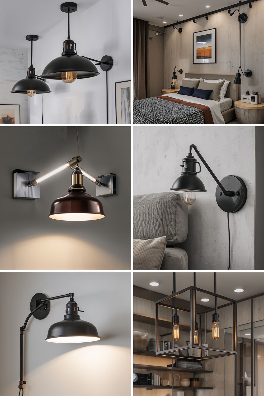 Industrial Men's Bedroom Lighting With Modern Fixtures
