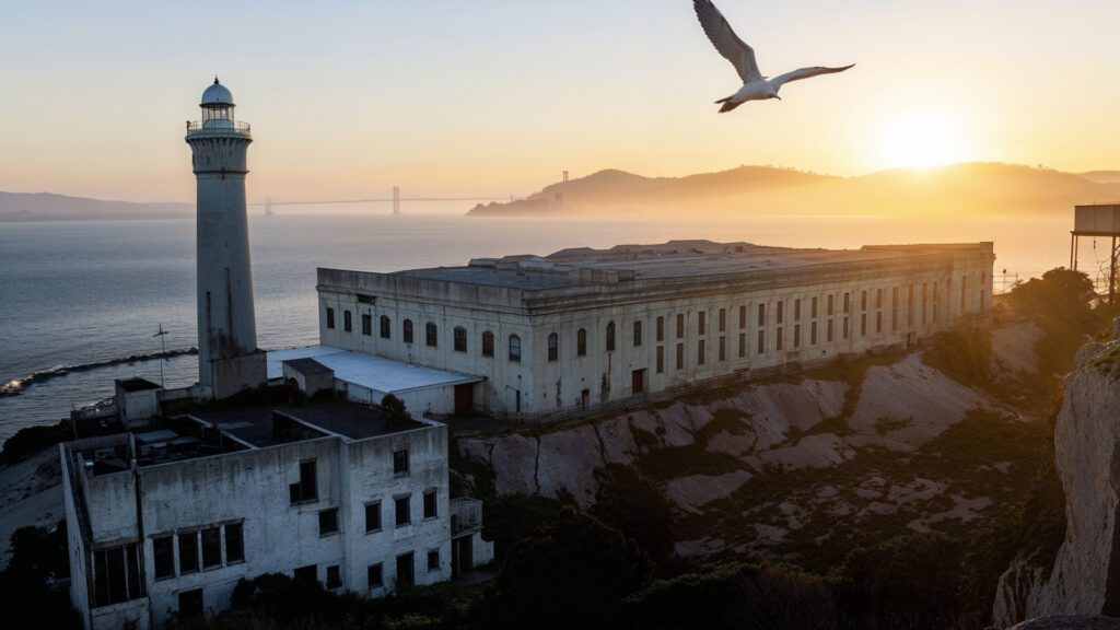 Alcatraz Island At Golden Hour The Rock Haunting Silhouette