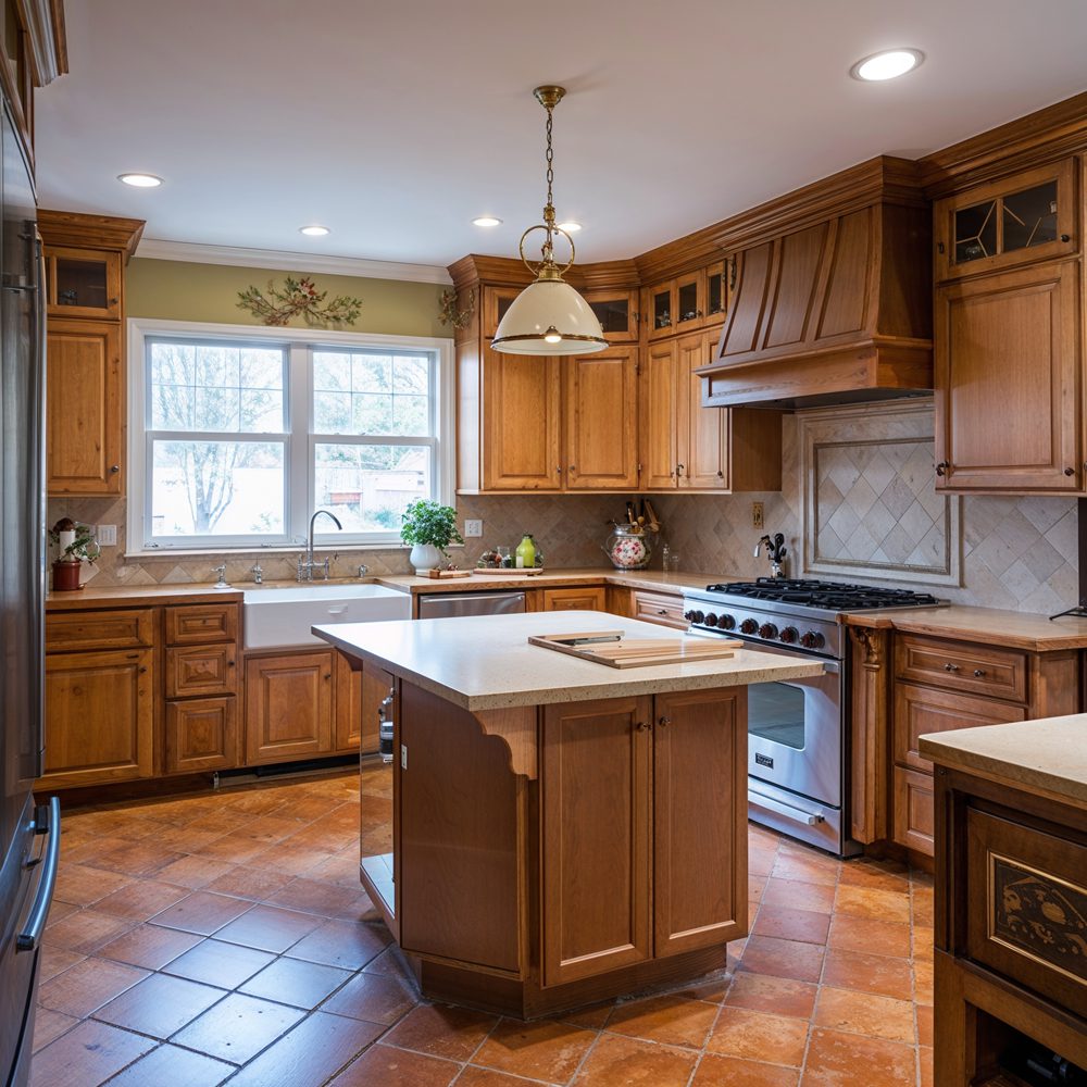 Kitchen island area before renovation