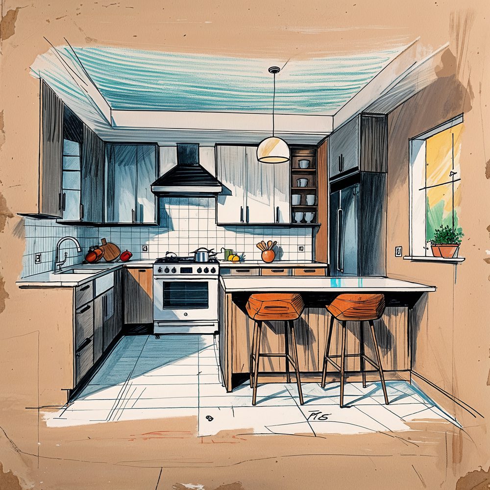 Kitchen layout plan showing improved workflow triangle
