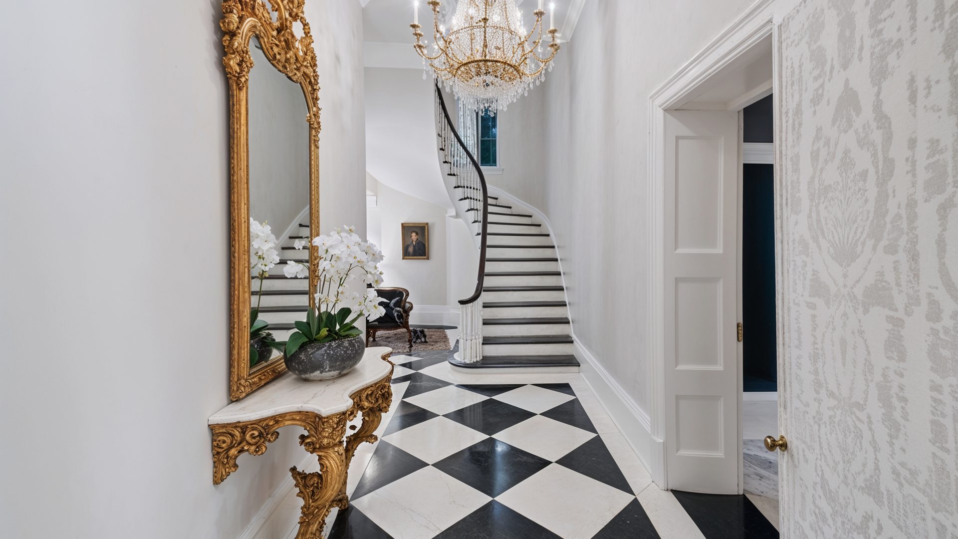 LaLaurie Mansion Foyer Black White Marble French Quarter Interior Design
