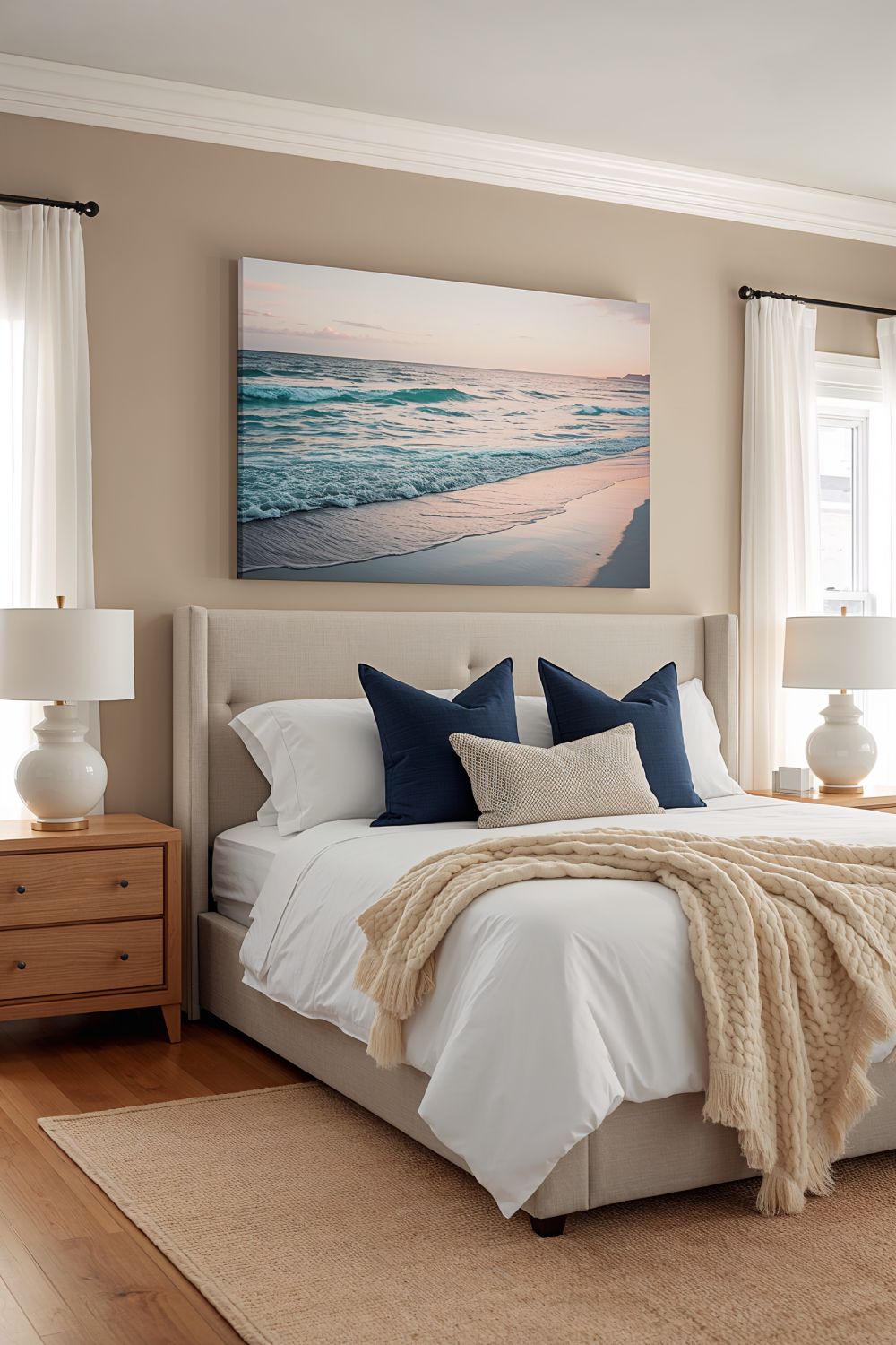 Large Coastal Canvas Art With Ocean Waves For Beach House