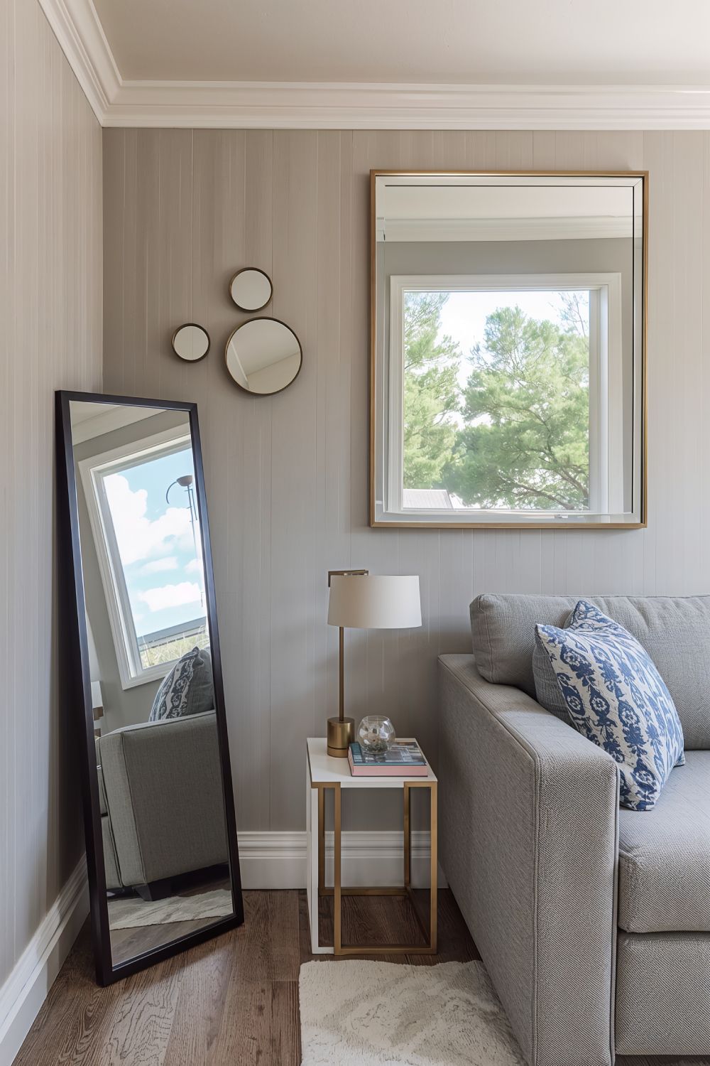 Large Mirror Ideas To Make Mobile Home Living Room Look Bigger