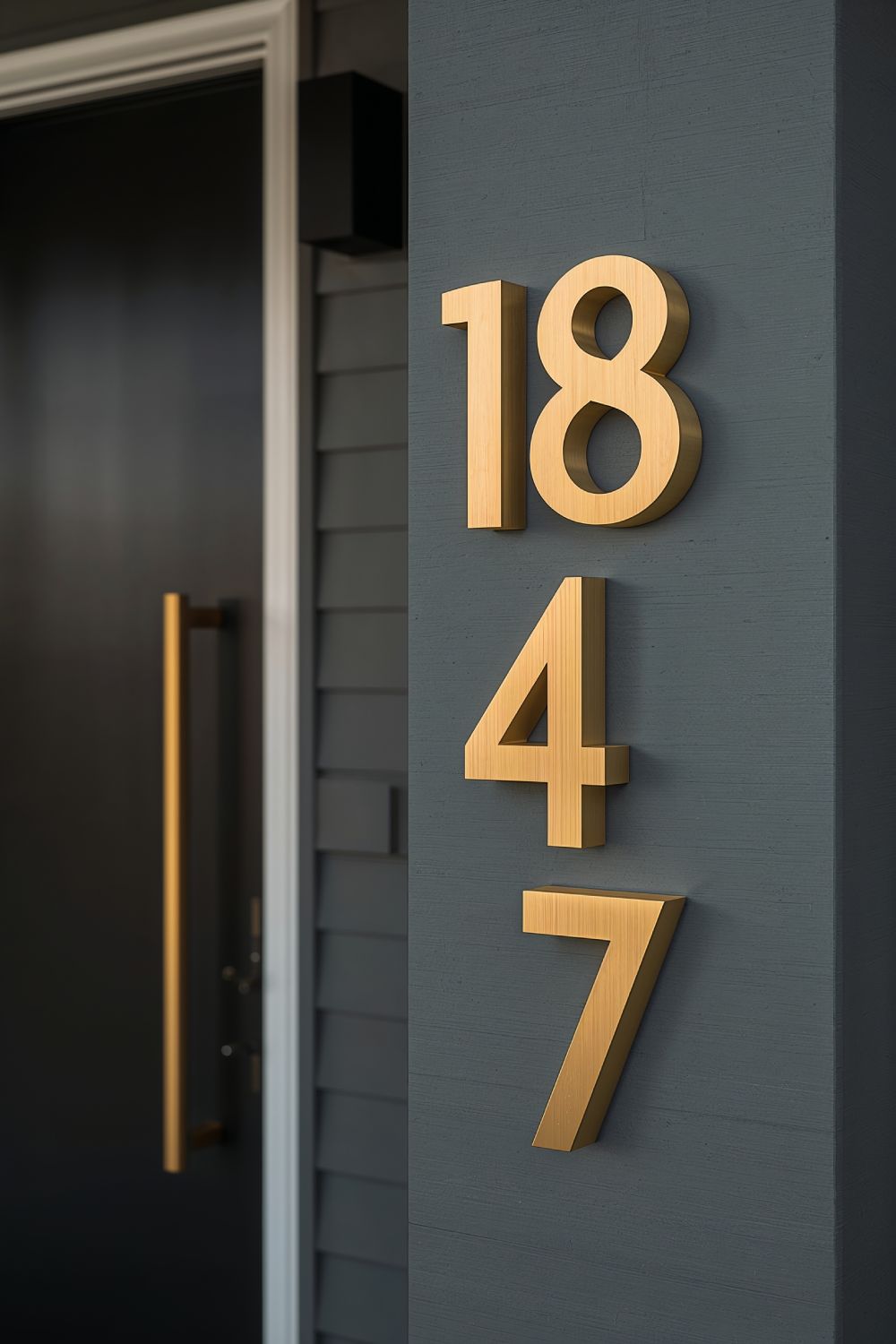 Large Modern House Numbers In Brushed Metal For Front Door Style