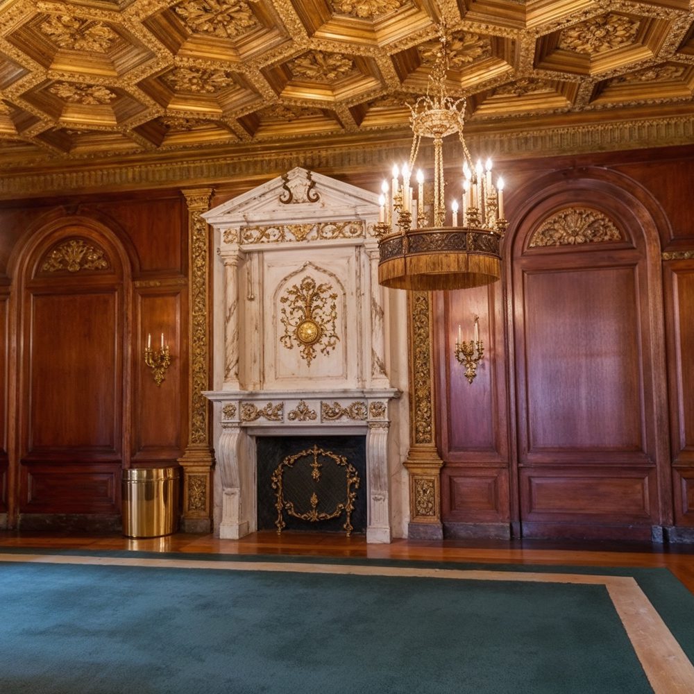 03 lavish parlor with gilded coffered ceiling
