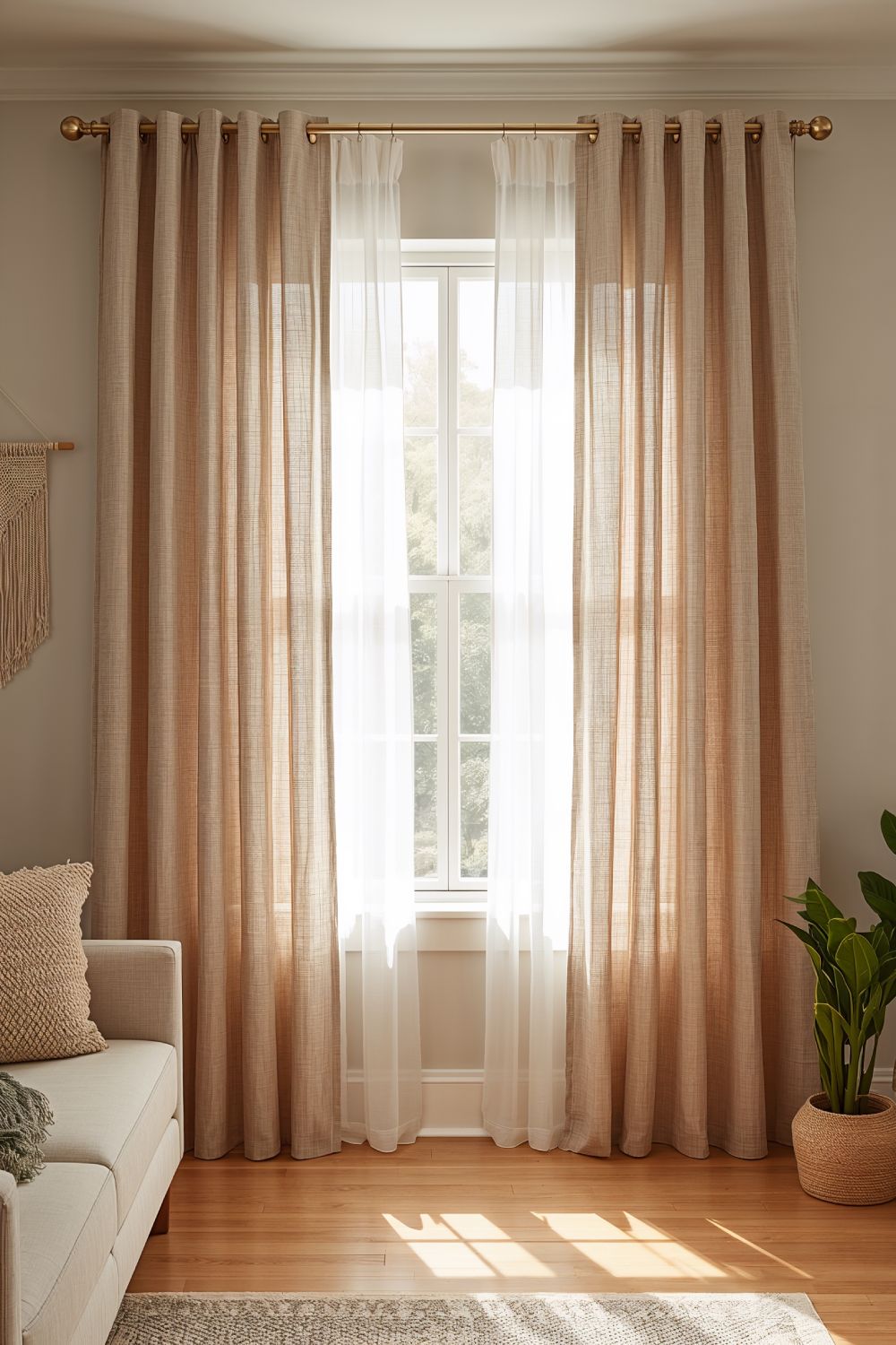 Layered Sheer And Linen Curtains For Natural Light Control