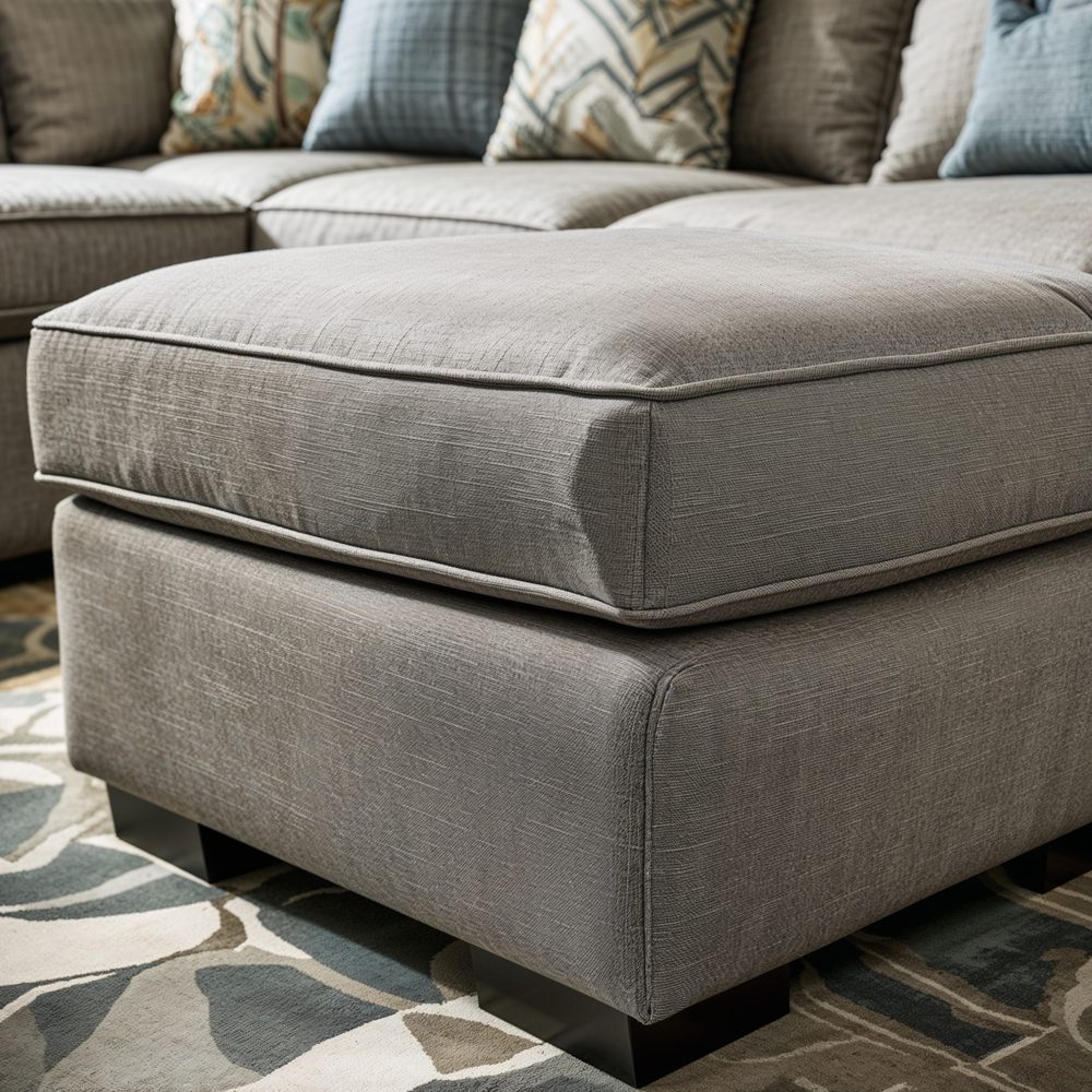 Performance fabric sectional sofa showing family-friendly features