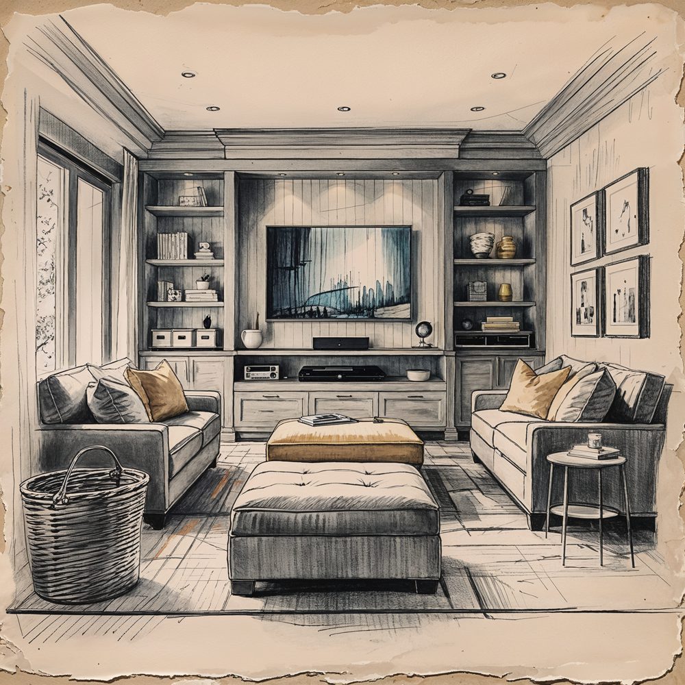 Living room storage solutions and organization systems