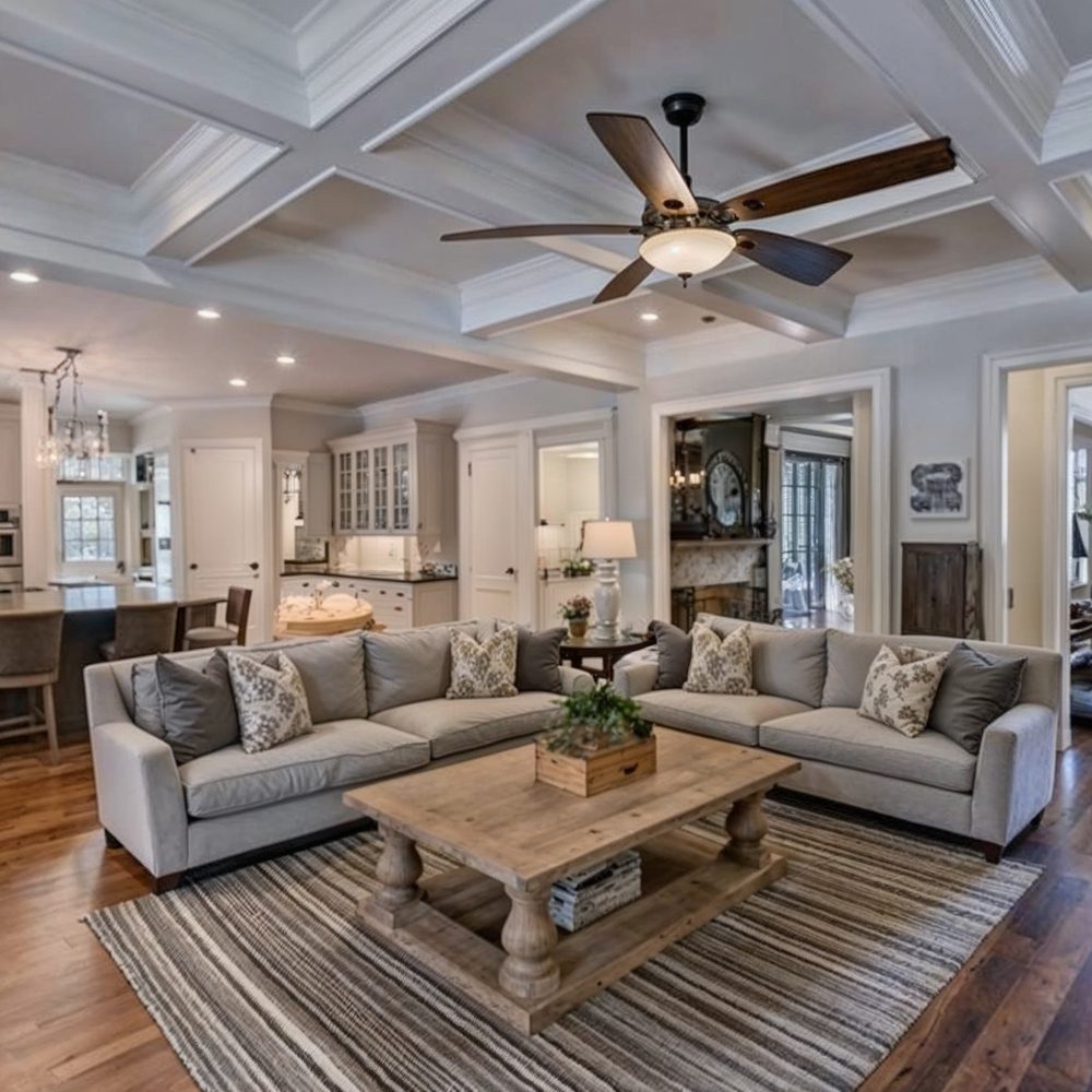 02 living room with coffered ceilings