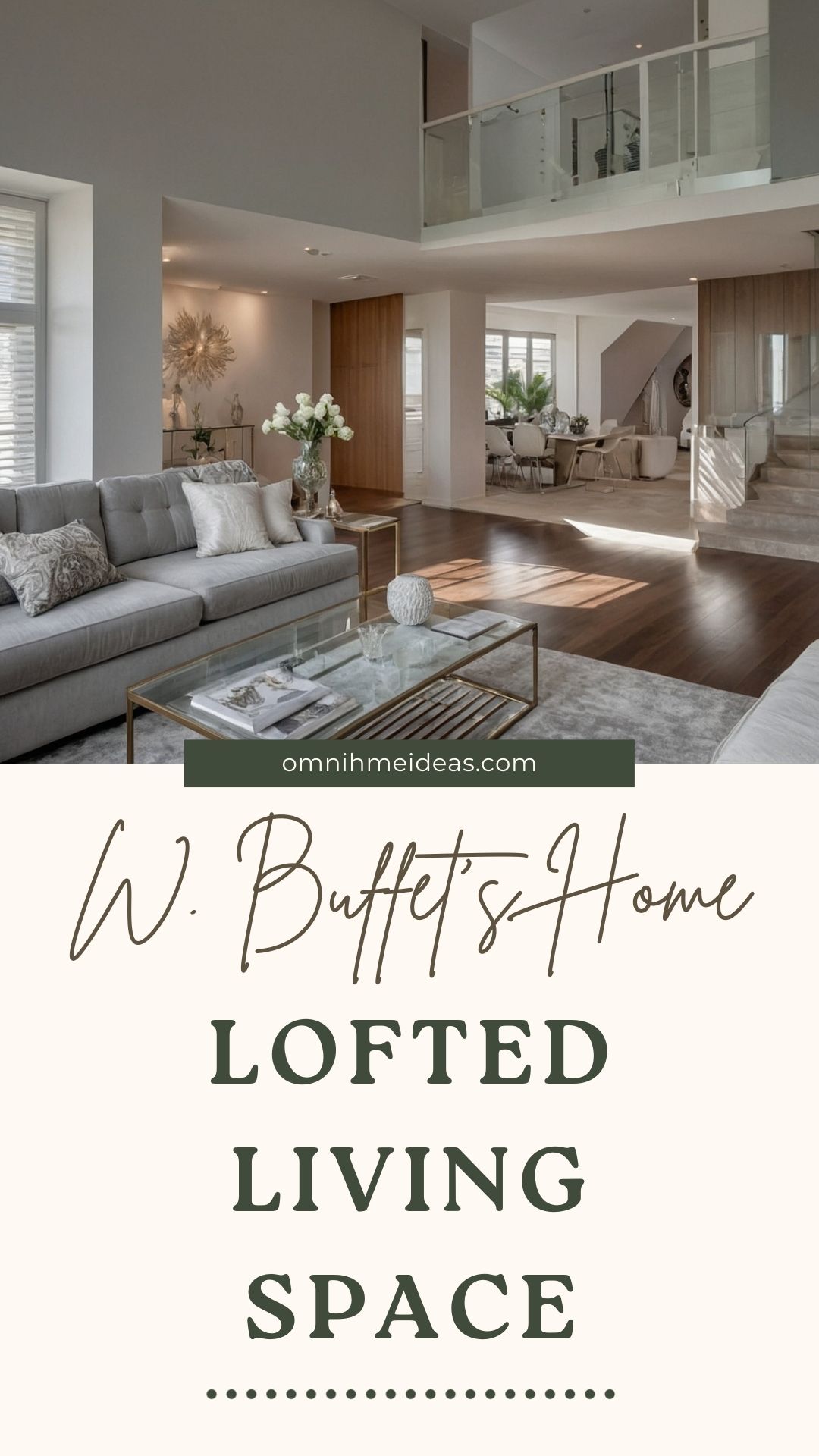 lofted living space with balcony in warren buffett’s house