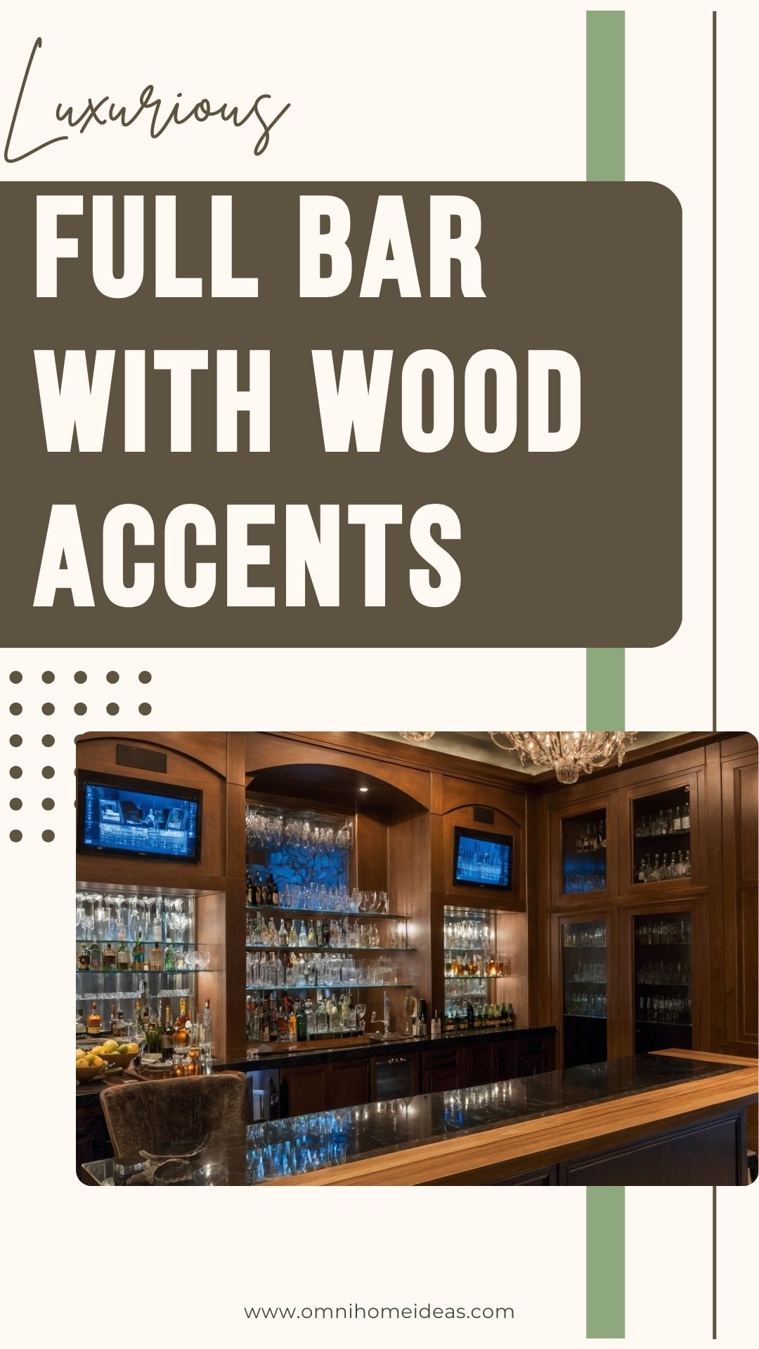 luxurious full bar with wood accents