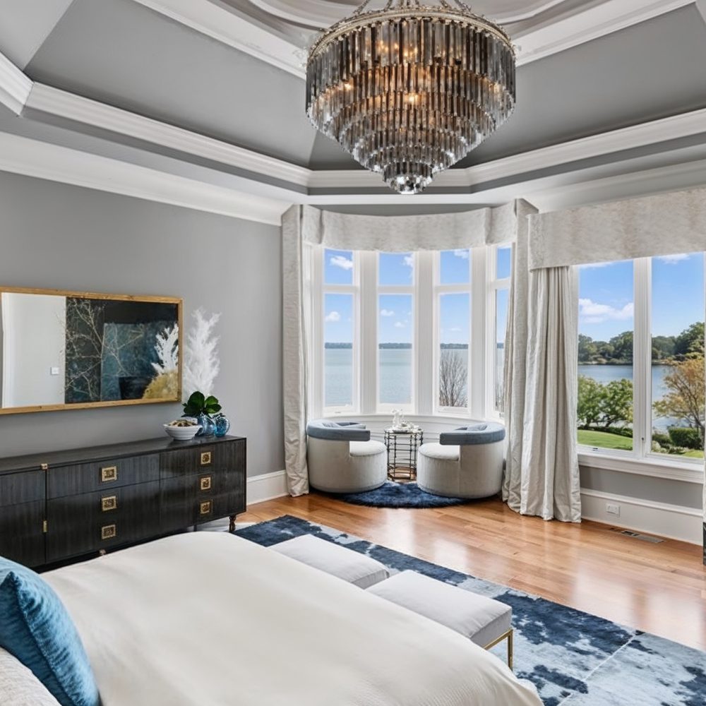 05 master bedroom with lake views and luxurious decor
