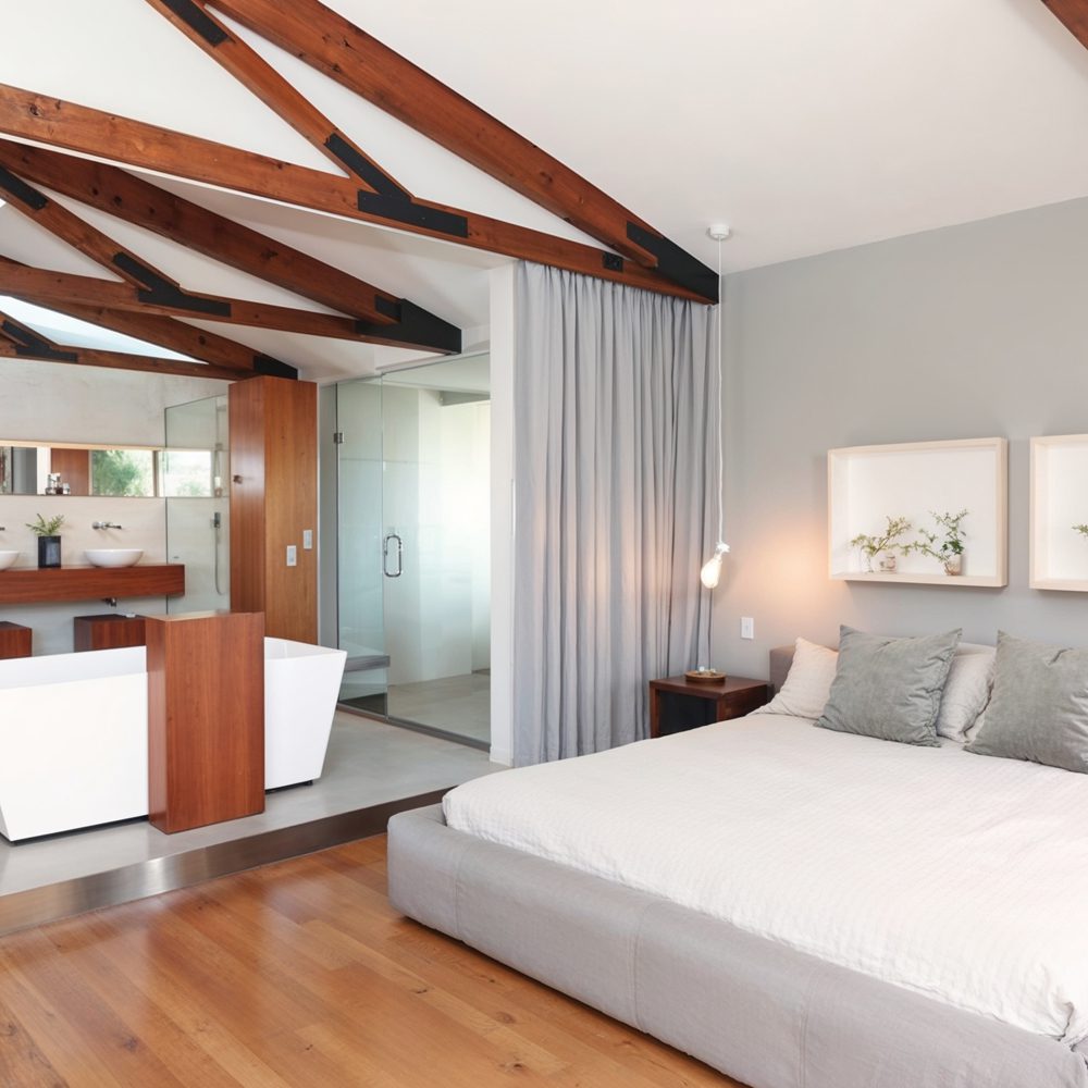 04 master suite with modern exposed beam design