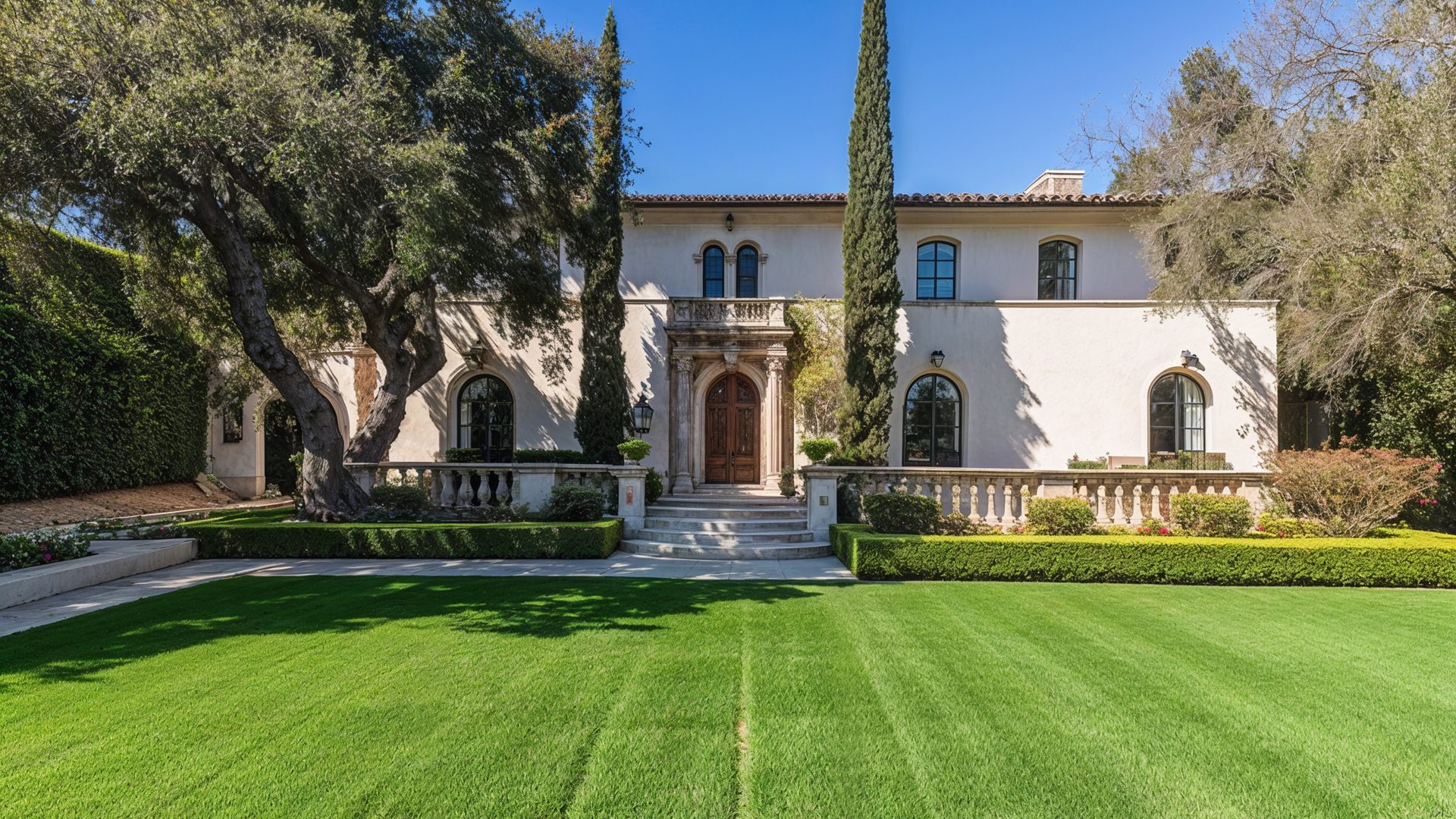 Mediterranean Revival Mansion Front View