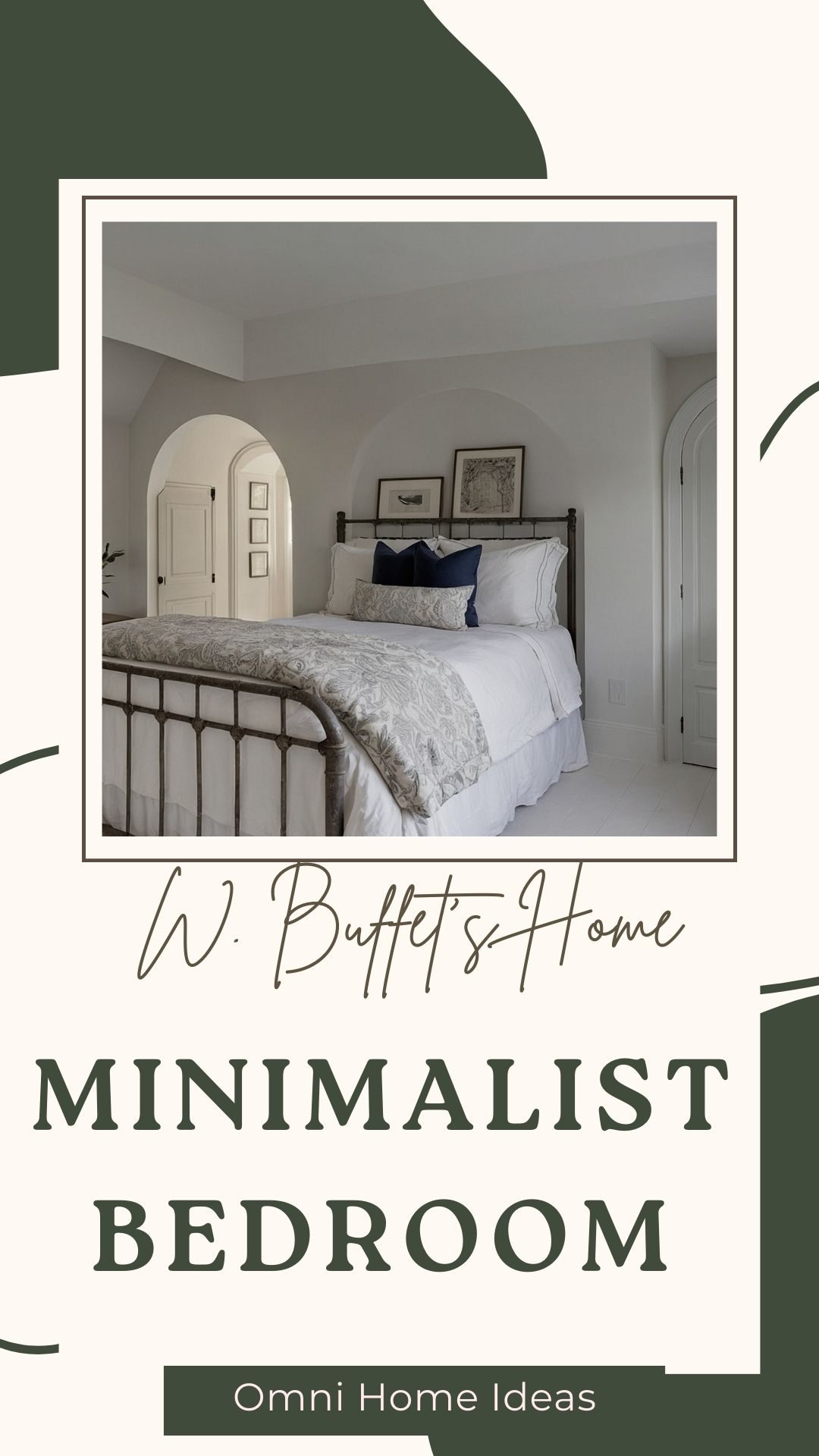 minimalist bedroom with arched doorways