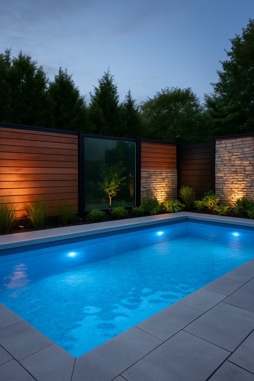 Mixed Material Pool Fence Custom Backyard Ideas