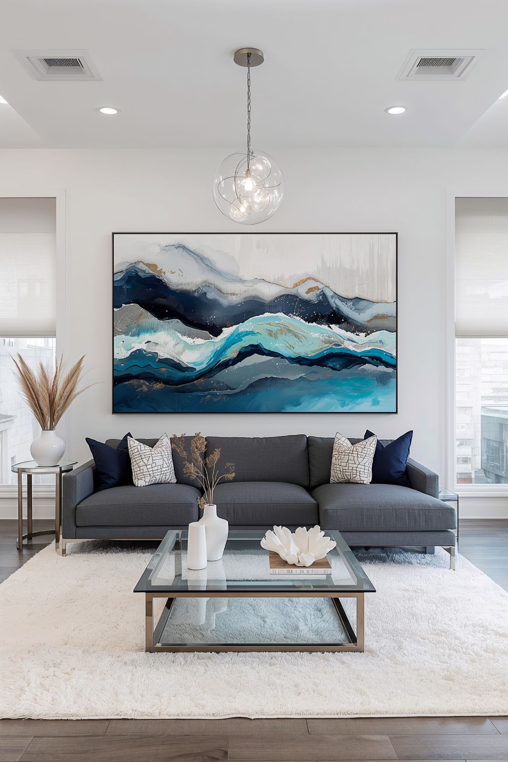 Modern Abstract Ocean Wave Art For Contemporary Coastal Home
