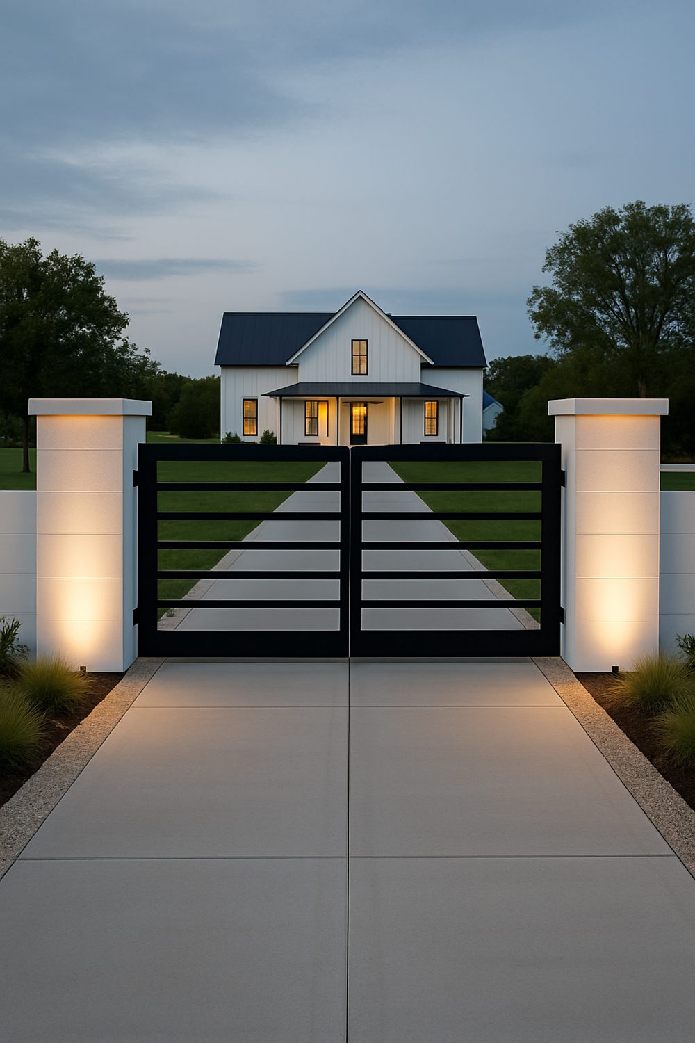 Modern Black Metal Farmhouse Driveway Gate Designs