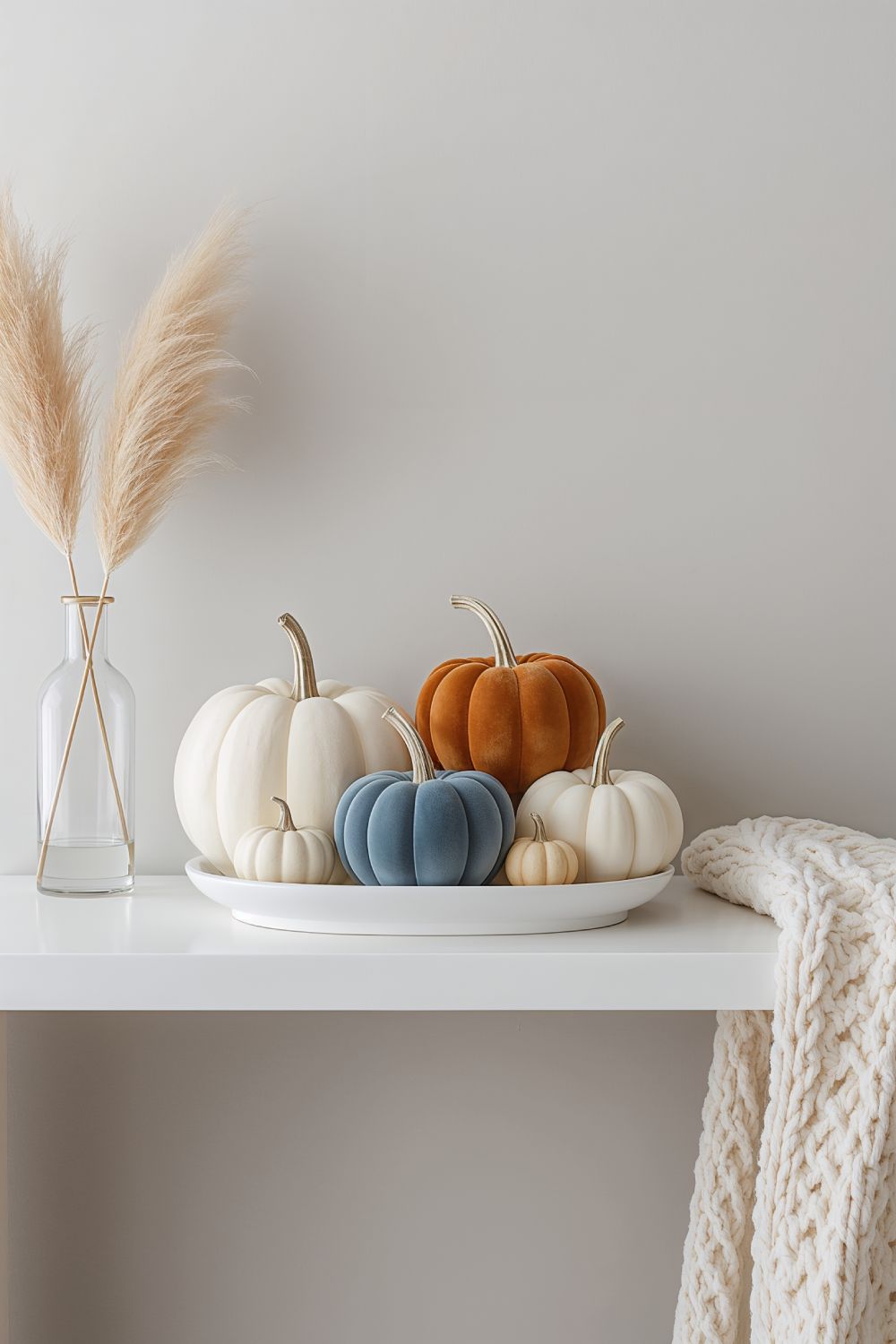 Modern Blue And White Pumpkin Display