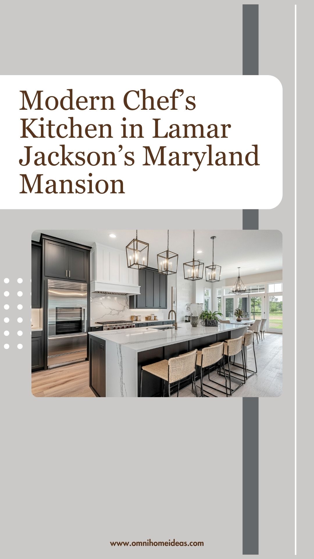 modern chef’s kitchen in lamar jackson’s maryland mansion