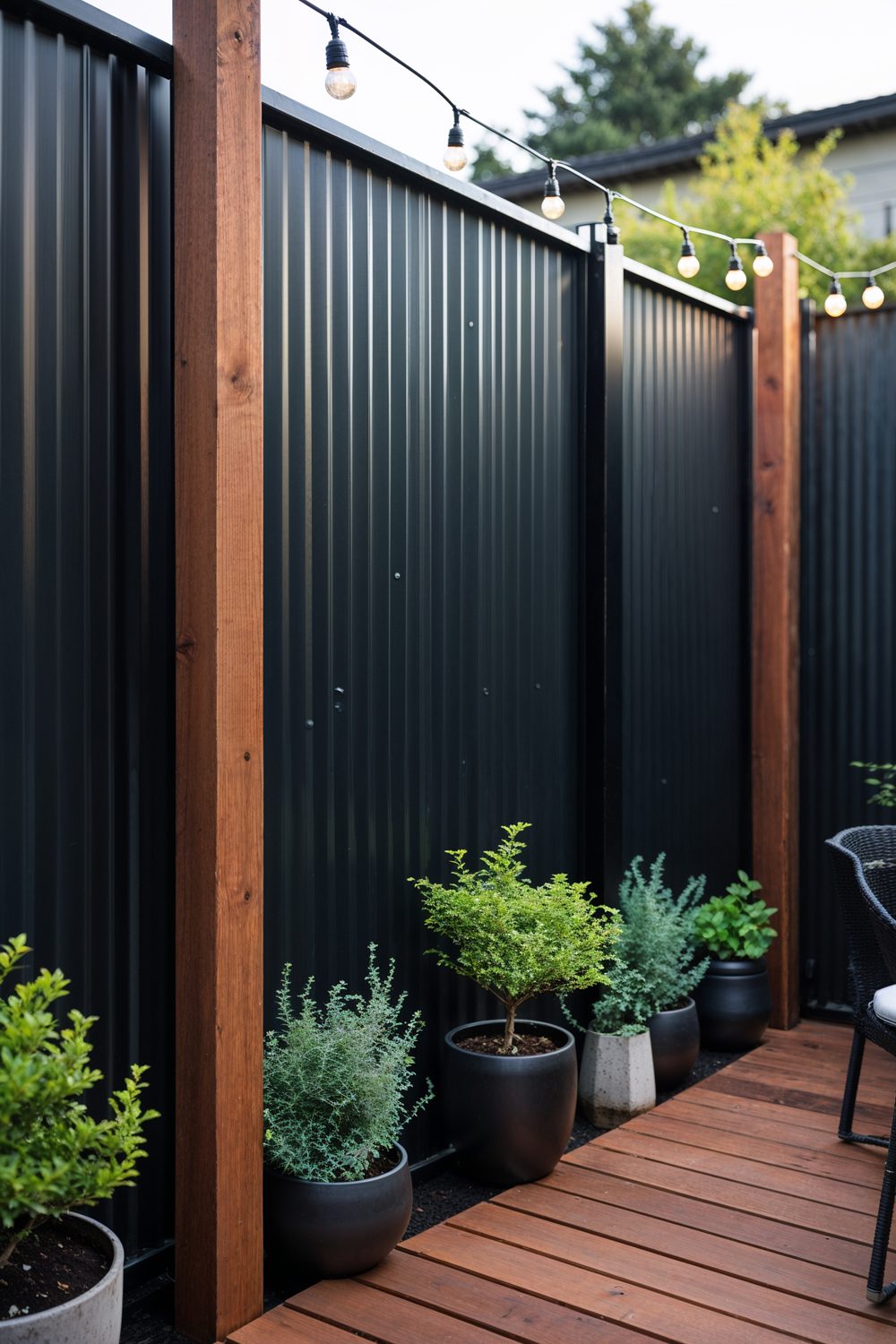 Modern Corrugated Metal Privacy Fence