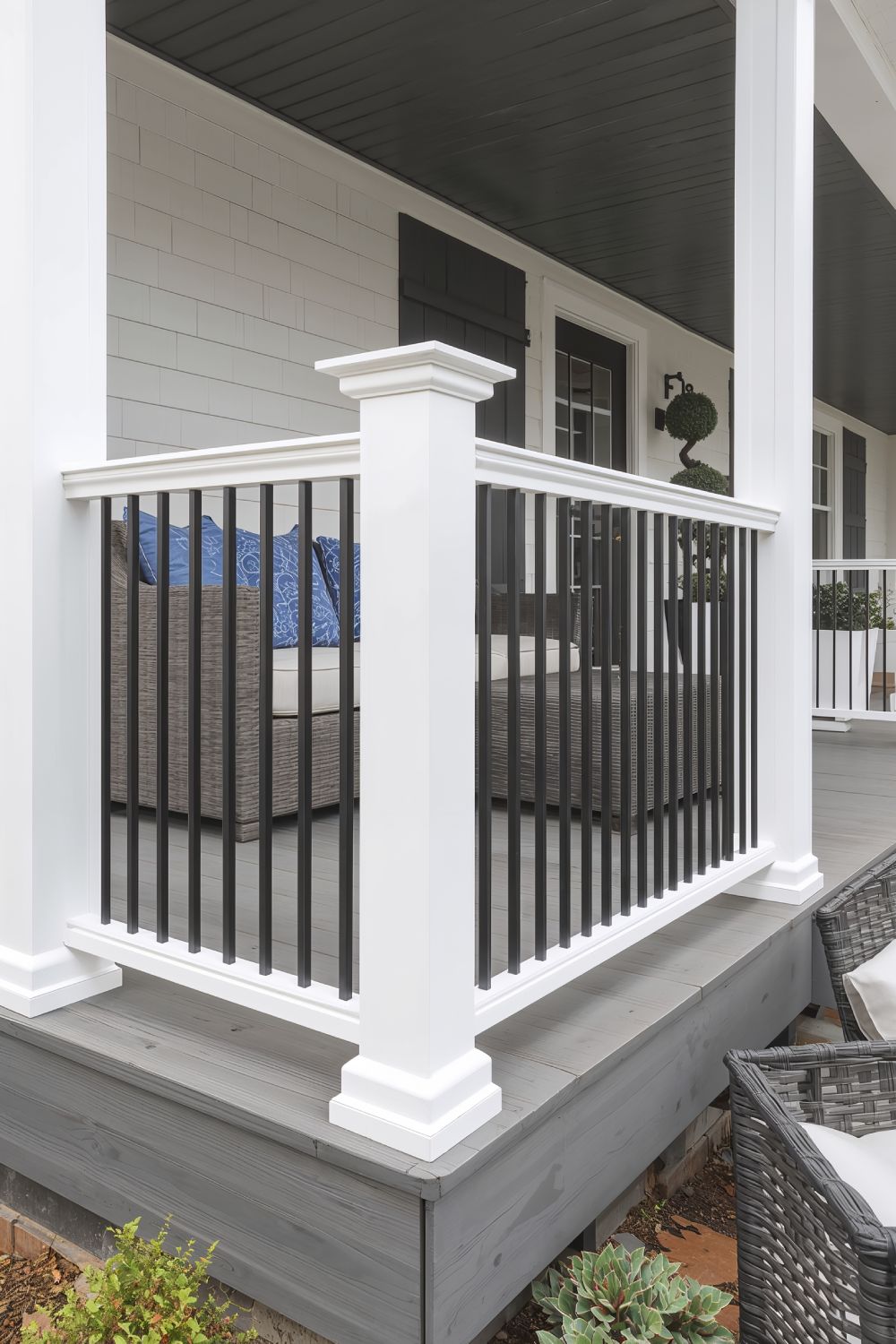 Modern Farmhouse White And Black Porch Railing