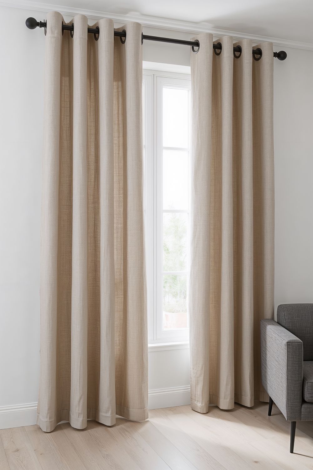 Modern Grommet Top Linen Curtains For Contemporary Living Rooms