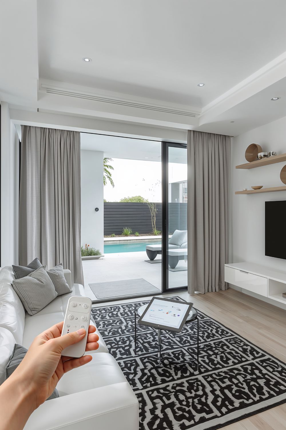 Motorized Smart Curtains For Sliding Glass Doors With Remote Control