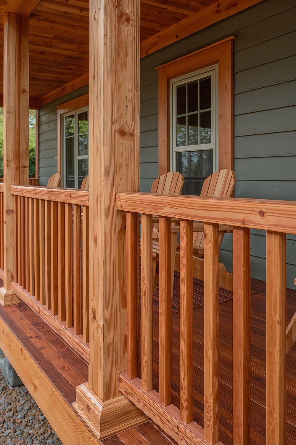 Natural Cedar Wood Farmhouse Porch Railing