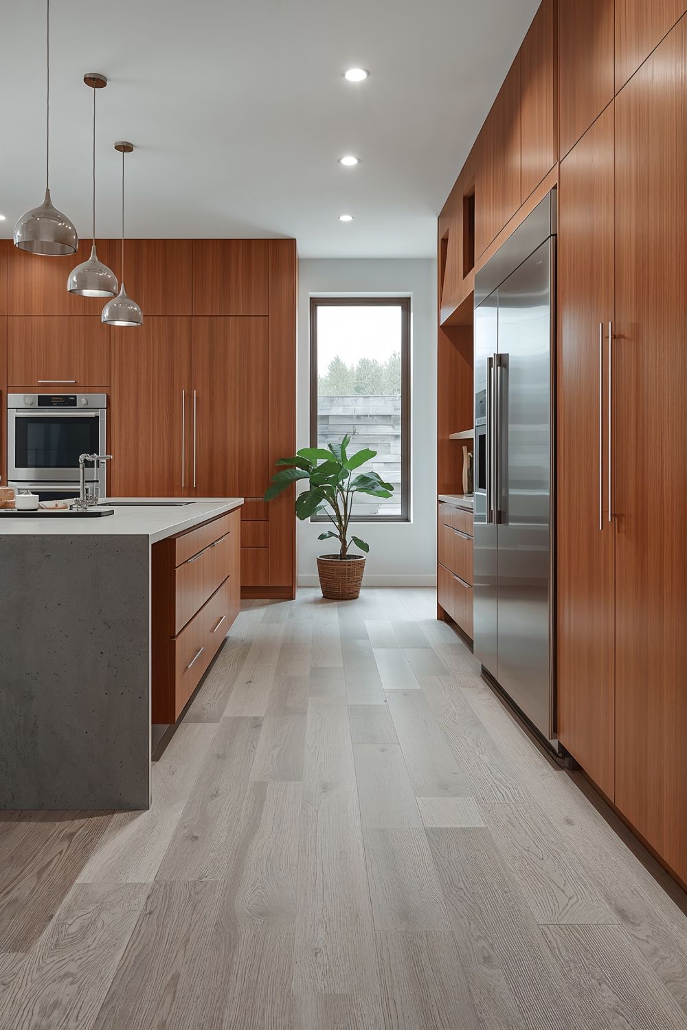 Natural White Oak Hardwood Flooring With Cherry Cabinets