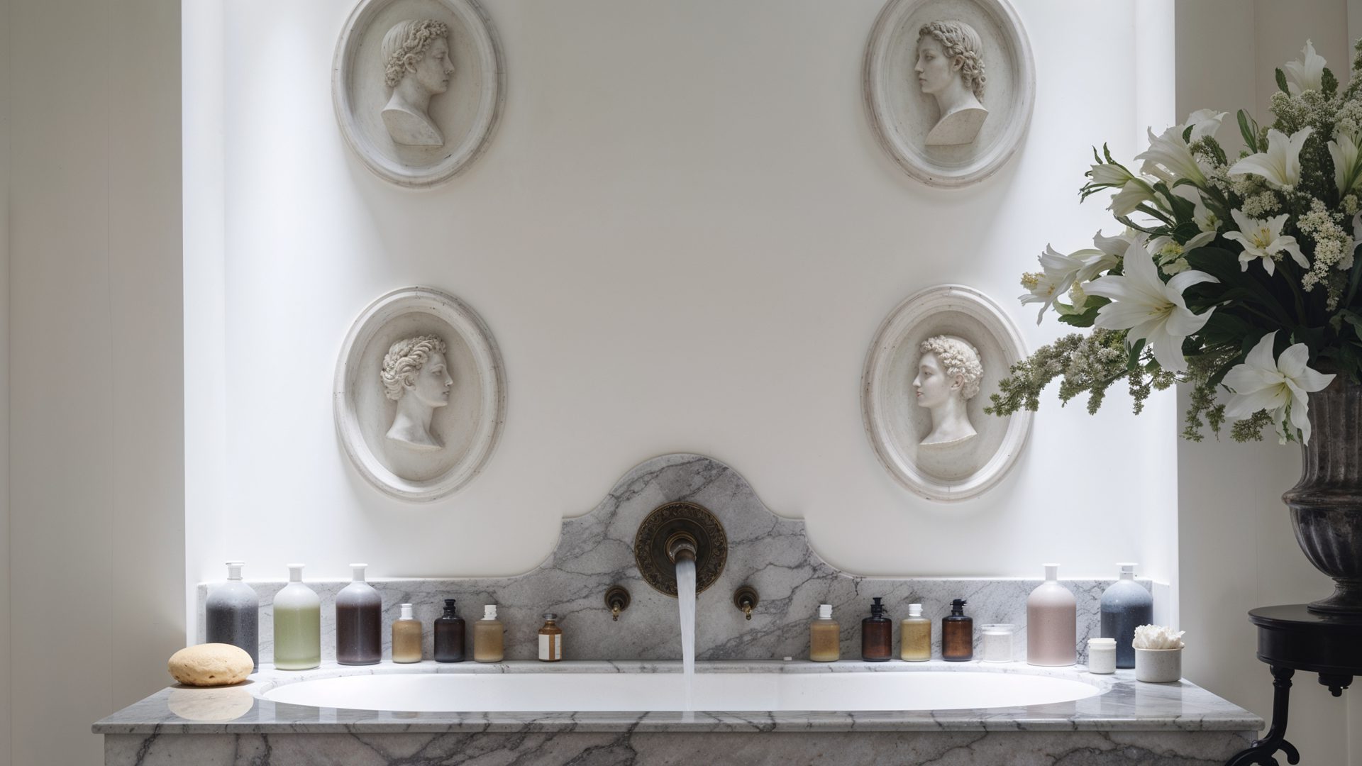 Neoclassical Marble Bath In Elton John%E2%80%99s Woodside Mansio